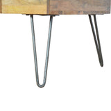 Table basse indus bois et métal avec des pieds en  métal et la base en manguier massif.