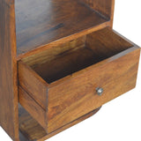Table de chevet coloris marron foncé en manguier massif famille bois teck massif. Bois d'inde