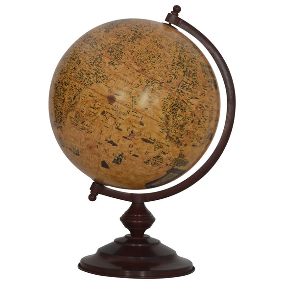 Grand globe terrestre vintage en bois massif