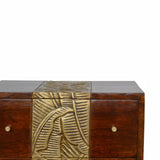 Table d'appoint design avec 2 tiroirs de rangements essences bois de manguier massif.