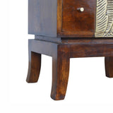 Petit meuble de rangement design glamour chic avec des lignes épurées fabriqué à partir d'essences de bois exotiques.