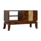 Meuble TV luxe en bois massif de manguier de style Louis XV  pour salon ou chambre à coucher.