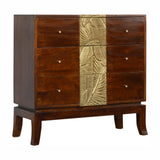 Commode luxe glamour en manguier massif de forme rectangulaire style art déco avec une touche de design style scandinave.