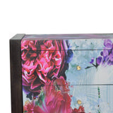 Petite table d'appoint 3 trois tiroirs chaleureuse style scandinave pour un gain de place dans votre intérieur espace de nuit.