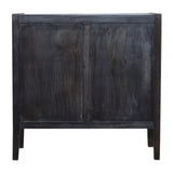 Commode en bois massif design de couleur noire rustique.