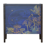 Mayah™, commode coloris imprimé de forme rectangulaire fabriqué à partir de bois brut de manguier fait-main.