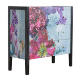 Mayah™, commode coloris imprimé de forme rectangulaire fabriqué à partir de bois brut de manguier massif.