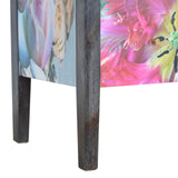 Commode en bois massif design de couleur noire cendrée..