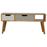 Meuble de salle en bois exotique naturel teintes bicolore avec des grands rangements