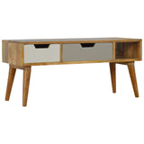 Meuble média 90 cm en bois de manguier massif de forme rectangulaire composé de 2 tiroirs de rangements ainsi 1 casier ouvert.