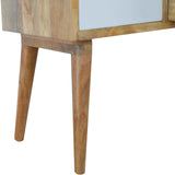 Meuble bas design bicolore en manguier massif fabriqué individuellement à la main.