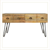 Table basse essences bois de manguier exotique famille bois teck massif. Fait-main