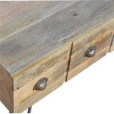 Table basse rectangulaire contemporaine avec 4 tiroirs de rangement. 