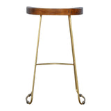 Tabouret de bar de forme indus en manguier massif fait main.