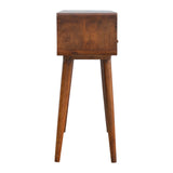 Meuble console style nordique bois foncé de rangement rustique en manguier massif fait-main.