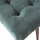 Pouf en velours design scandinave et contemporain teinte bois naturel foncé en manguier.