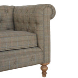 Canapé Chesterfield multi tweed en bois teck naturel 