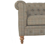 Canapé Chesterfield multi tweed bois massif naturel