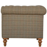 Canapé Chesterfield multi tweed style nordique en manguier massif.
