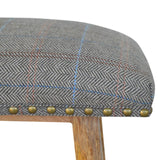 Tabouret de bar en bois rembourrée tweed massif.