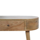 Table console ovale en bois massif exotique fabriquée à la main à partir de bois de manguier.