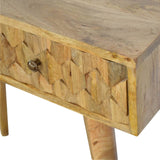 Table console maquillage rustique sculptée à partir de bois de manguier massif bois brut naturel. 