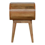 Table de forme circulaire laquée marron. 