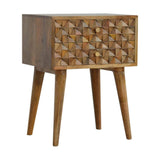 Table de chevet- d'appoint en bois massif sculptée avec 2 tiroirs.