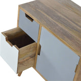 Table d'appoint massif bicolore et design en manguier.