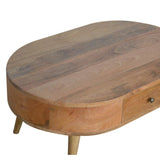 Table basse arrondie design et tendance en manguier bois exotique. 