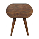 Table de chevet scandinave finition laqué marron en manguier massif.