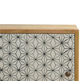 Belle table d'appoint teintes florales en manguier massif.