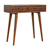 Console d'entrée en bois massif avec 2 tiroirs de rangements design de style scandinave.