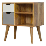 Table d'appoint avec 4 rangements en bois massif de manguier fabriquée à la main