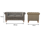 Canapé Chesterfield multi tweed rembourré en bois massif brut.