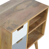 Meuble de salon en manguier avec des finitions chêne massif.