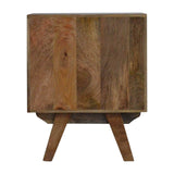 Table de chevet en manguier avec des coloris gris et blanc  en manguier massif.