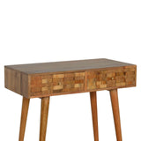 Belle table console sculptée en bois de manguier avec des finitions tendance et moderne.