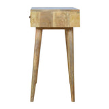 Table console en manguier massif coloris bois clair.