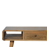 Table basse chaleureuse en bois style contemporaine en manguier massif.