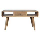 Table basse en bois brut fait main en manguier massif, design, moderne, avec des lignes épurées et sobre.