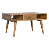 Acheter une table basse design nordique en bois massif de manguier.