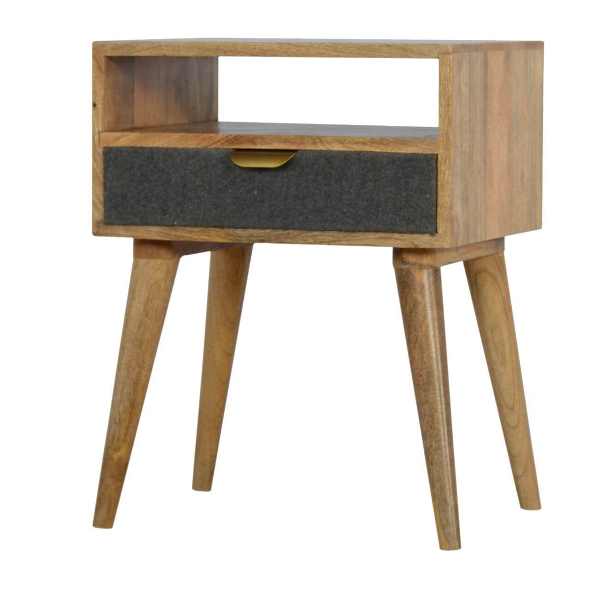 Chevet en tweed gris - fente ouverte bois massif – Bien-aise.com