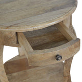 Bout de canapé coloris bois naturel. 